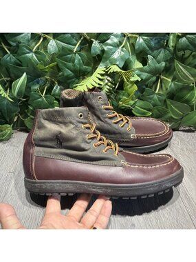 Vtg Polo Ralph Lauren Lorenzo Mid Lace Up Mens Leather Wool Boots Size 6 / W 7.5 Polo Ralph Lauren Lace Up Solid Boots for Men for Sale  main image 3
